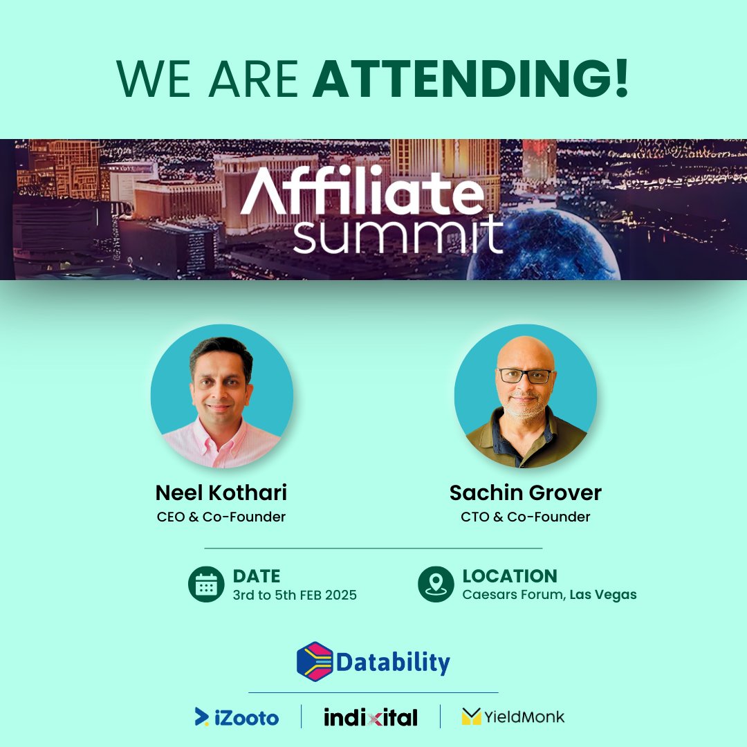 DatabilityCo's tweet image. We are heading to Affiliate Summit West 2025 in Las Vegas!🎉
Excited to be part of the biggest affiliate marketing conference in the world.
@iZootoTeam @indixital @YieldMonk 
#lasvegas #affiliatesummit #affiliatesummitwest #asw25 #affiliatemarketing #networking