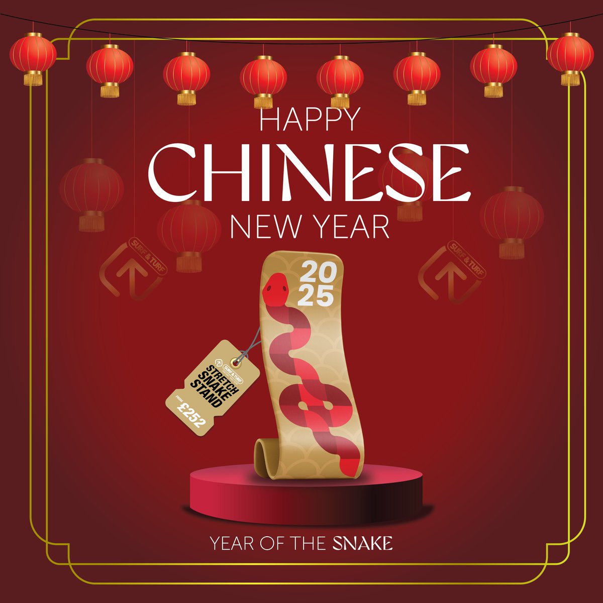 🐍🧧 Happy Chinese New Year! 🧧🐍
Wishing you prosperity, happiness, and success in the Year of the Snake! 🎉

Did you know Surf &amp; Turf has its own "Snake" to celebrate? 🐍 Our Stretch Snake Stands are a hidden gem – find out more below! ⬇️

surfturf.co.uk/shop/promotion… ✨