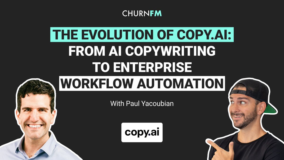 This week on the show we have <a href="/PaulYacoubian/">Paul Yacoubian</a>, Founder and CEO of <a href="/copy_ai/">copy.ai</a>.

In this episode, Paul shared how Copy.ai has evolved from AI copywriting to enterprise workflow automation and what it means for AI adoption. Click to listen: churn.fm/episode/the-ev…
