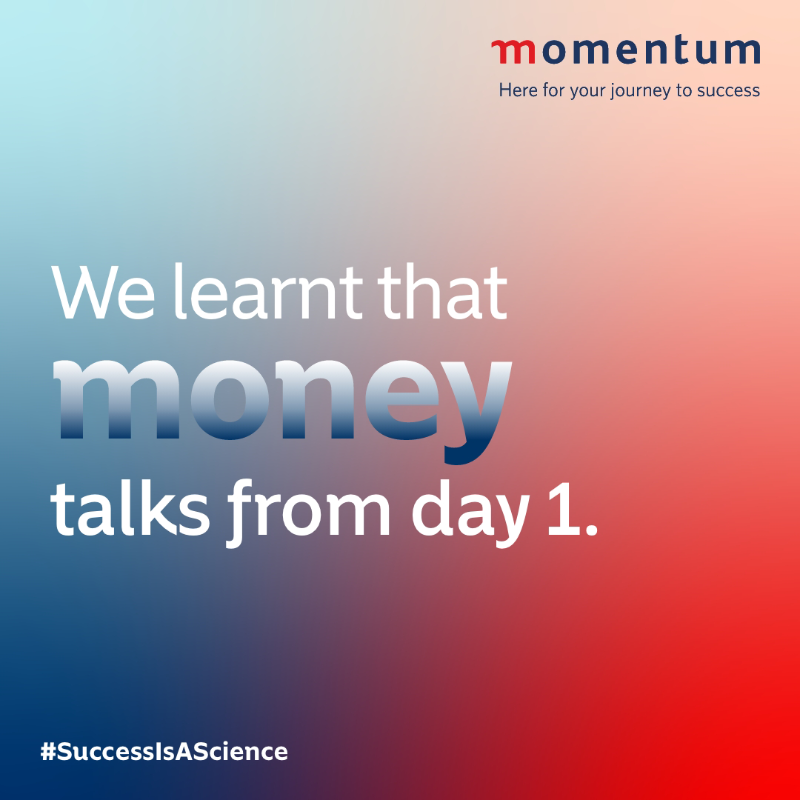 Momentum_za's tweet photo. Money talk in your household wasn’t just about the cash. Whether you were taught to stash every cent or ball every chance you got, your family’s money habits shaped who you are today.

How do the lessons you learnt still play out in your wallet today? 
#SuccessIsAScience