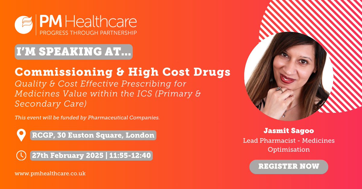 Delighted to welcome Jasmit Sagoo, Lead Pharmacist - Medicines Optimisation at NHS Coventry &amp; Warwickshire Integrated Care Board. Jasmit will deliver a session entitled Medicines Prioritisation Panels in an ICB – The Coventry and Warwickshire Experience.

pmhealthcare.co.uk/events/2025/2/…