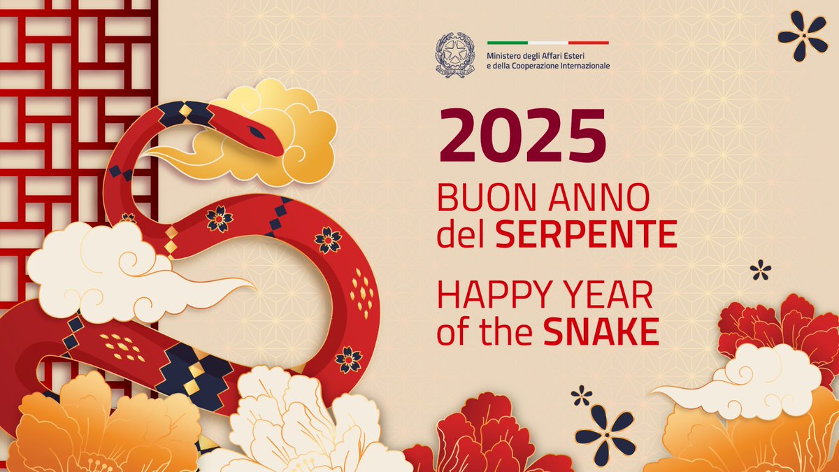 ItalyMFA's tweet image. Buon #CapodannoLunare dalla #Farnesina! 🏮🎆
Auguri a tutti coloro che celebrano l'arrivo dell'#annodelSerpente🐍.