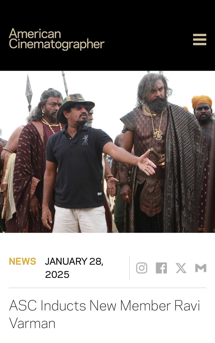 The Southern India Cinematographers' Association (SICA) proudly congratulates Ravi Varman on his induction into the American Society of Cinematographers (ASC)—a prestigious recognition of his exceptional artistry and contribution to cinema.

#SICAProud #ASCInduction
