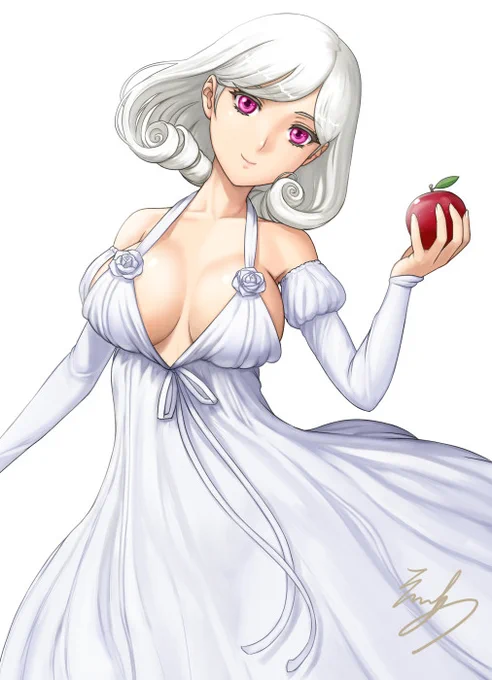 本日がスノーホワイトの記念日! という事で向かい描いたラクガキをのっけます #クイーンズブレイド 