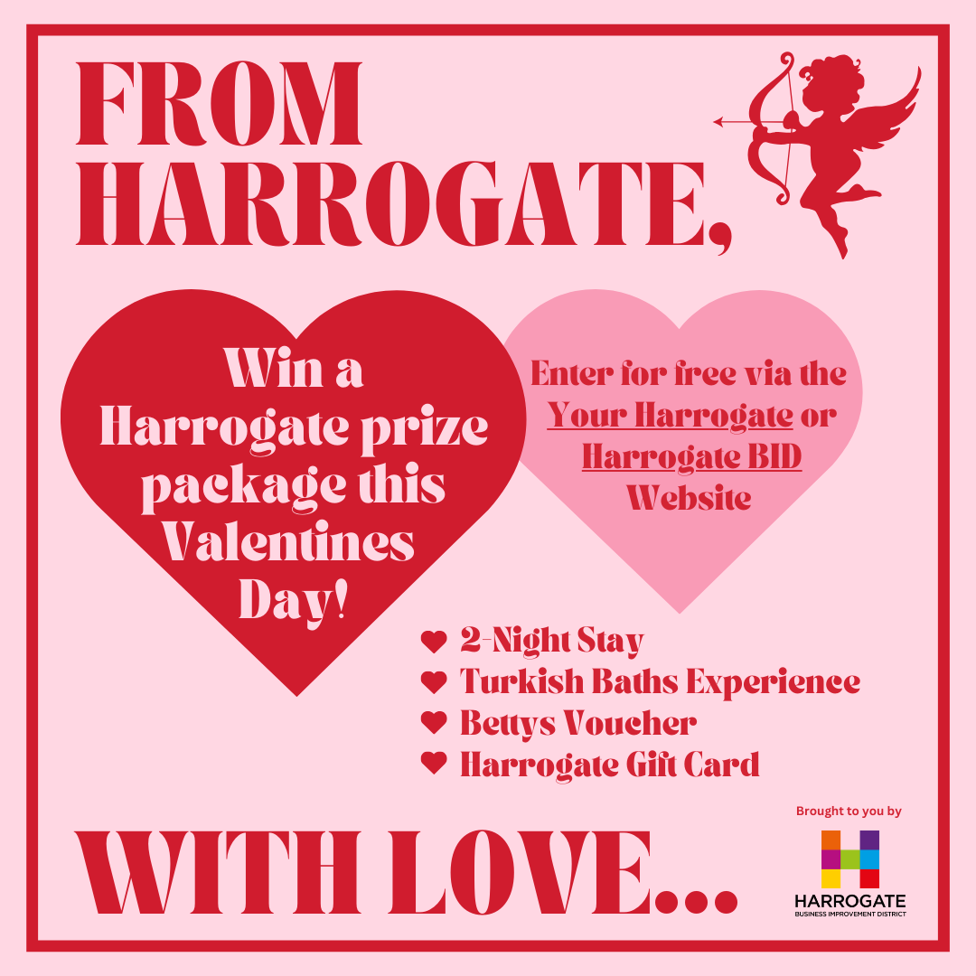 BidHarrogate's tweet photo. ❣Win a Harrogate prize package for Valentine's Day❣

Love was in the air for Valentine’s Day last year, but in 2025 we’re looking to send a message to one special couple from Harrogate with love…🥰

Enter the competition to win some top Harrogate-themed prizes...💕

[1/3] https://t.co/uMAkWZACkX