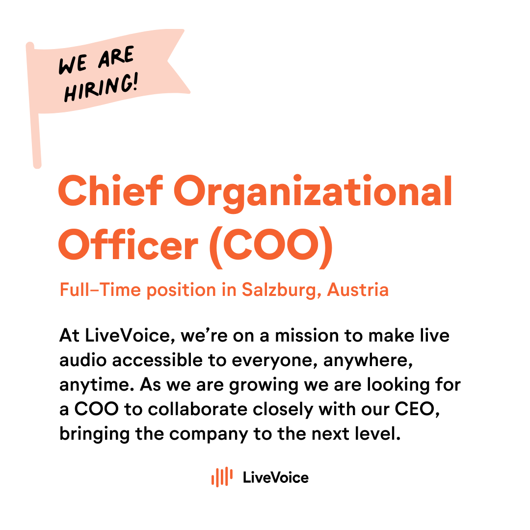 livevoice_io's tweet photo. As we grow, we’re looking for a COO with experience in Finance, HR, Business, or Law to collaborate closely with our CEO and help bringing the company to the next level. 👩‍💼👨🏽‍💼👩🏾‍💻👨‍💻🧕👩🏻‍💼🧑‍💼

For more details👉 https://t.co/U2v9sELcad 

#LiveVoice #COO #JobOpening #TechJobs https://t.co/yzmqn5mx2Y