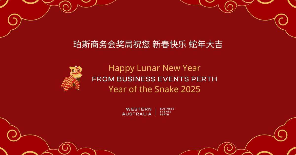 Business Events Perth (@bizeventsperth) on Twitter photo Lunar New Year is a time for celebrating cultural traditions that bring communities together. 
From Business Events Perth we wish you good fortune and prosperity as we enter the Year of the Snake. Lunar New Year is a time for celebrating cultural traditions that bring communities together. 
From Business Events Perth we wish you good fortune and prosperity as we enter the Year of the Snake.
