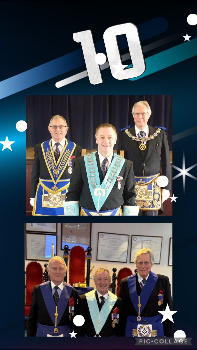 The top picture was taken at our consecration and the bottom picture was taken at our 10th anniversary held last week. 

Peter as Provincial Grand Master was the Consecrating Officer, John was the Installing Master #Freemasons #Freemasonry
