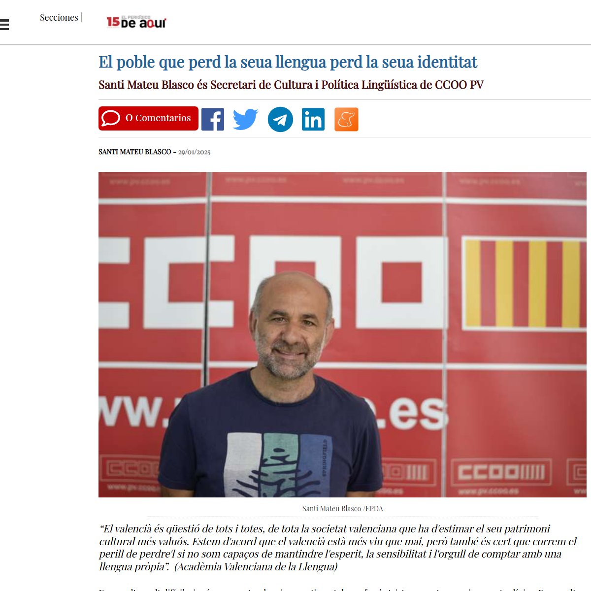 CCOO País Valencià (@ccoopv) on Twitter photo ✍🏽<a href="/Santimateu2/">Santimateu</a> Sostindre la fermesa del valencià implica mantindre’l com a llengua base. Tot i que dubtem de la validesa de la “consulta”, apel·lem a la ciutadania i a les comunitats educatives representades als consells escolars que TRIEN VALENCIÀ. 🔗acortar.link/R5Vd1h ✍🏽<a href="/Santimateu2/">Santimateu</a> Sostindre la fermesa del valencià implica mantindre’l com a llengua base. Tot i que dubtem de la validesa de la “consulta”, apel·lem a la ciutadania i a les comunitats educatives representades als consells escolars que TRIEN VALENCIÀ. 🔗acortar.link/R5Vd1h