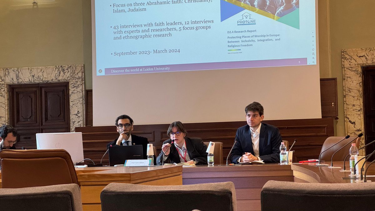 ProtoneProject's tweet image. 📢 Prof. @TahirAbbas_ from @UniLeiden presents the key findings of the Research Report of the #ProtoneProject on the protection of places of worship in Europe.

#BeyondProtection #ProtectingPlacesOfWorship #ImaginingPlacesOfWorship