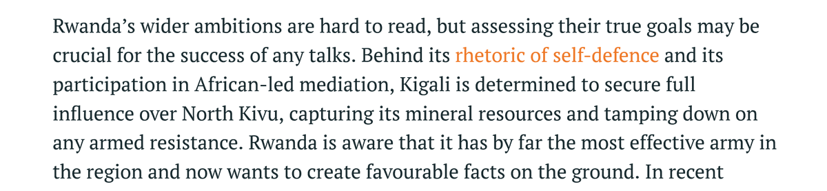 Excellent <a href="/CrisisGroup/">Crisis Group</a> analysis on the events in Eastern DRC, warning for the real risk of a wider regional war, and highlighting #Rwanda's regional ambitions: crisisgroup.org/africa/great-l…