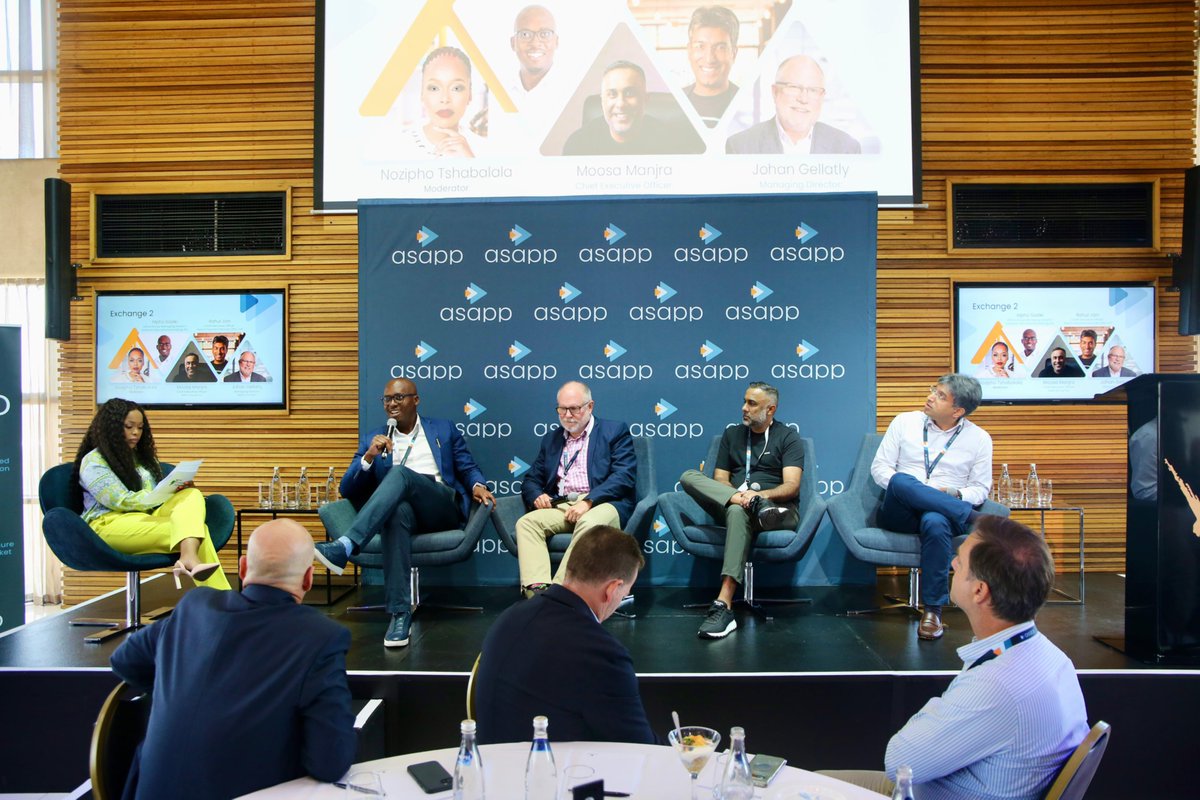 ASAPP_ZA's tweet photo. 👥 Speakers:

🔹 Mpho Sadiki (Africa Group MD, Network International)
🔹 Johan Gellatly (MD, Altron FinTech)
🔹 Moosa Manjra (CEO, Hello Group)
🔹 Rahul Jain (CEO, Peach Payments)
🎤 Moderator: Nozipho Tshabalala (CEO, The Conversation Strategists)

#LetsGoASAPP https://t.co/6s319Kk7q2