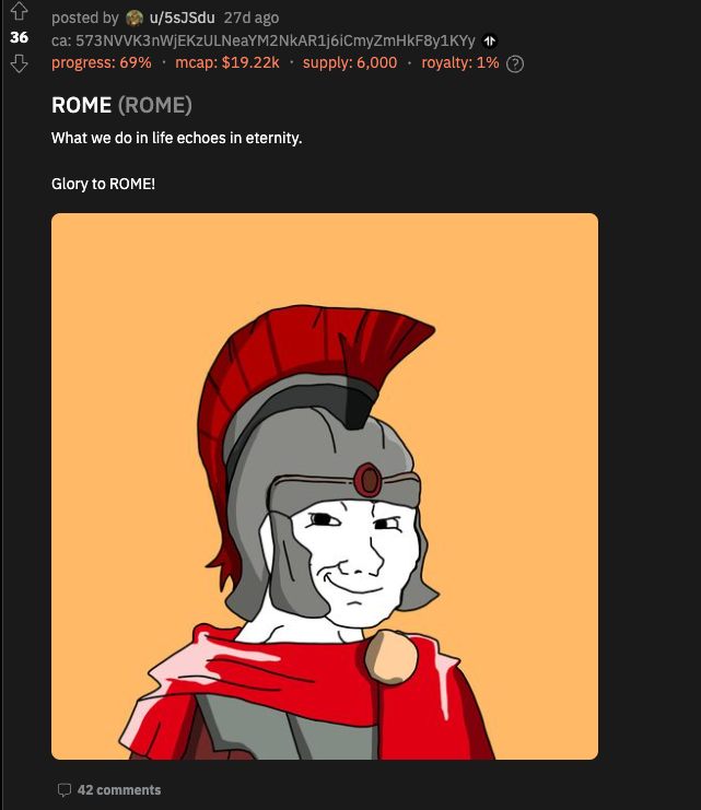 Greetings in the morning ROMANS

We have been blessed by <a href="/JupiterExchange/">Jupiter</a>. 

The stars are aligning. 

69k and 69% on <a href="/jpegsdotfun/">jpegs.fun</a>. A sign from the gods. 

Mint, join the legion and restore glory to ROME. 

jpegs.fun/collections/57…