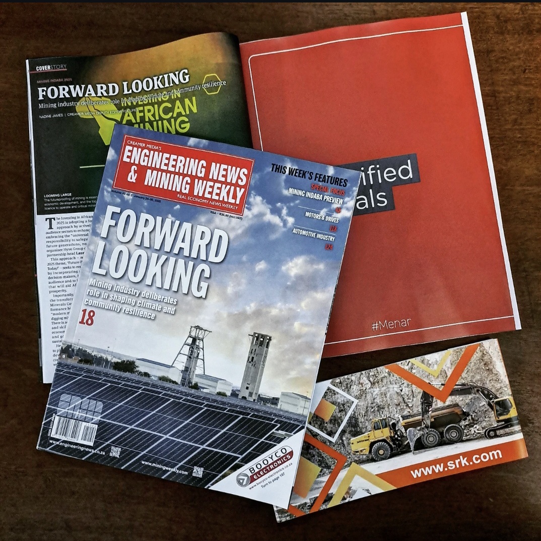 PolityZA's tweet image. 𝐅𝐎𝐑𝐖𝐀𝐑𝐃 𝐋𝐎𝐎𝐊𝐈𝐍𝐆: This week’s @EngNewsZA &amp;amp; @MiningWeekly explores mining’s role in climate and community resilience, Mining Indaba Preview, Motors &amp;amp; Drives, and more.

Also featured: #HarmonyGold CEO Beyers Nel.

#MiningWeekly #EngineeringNews #MiningIndaba2025