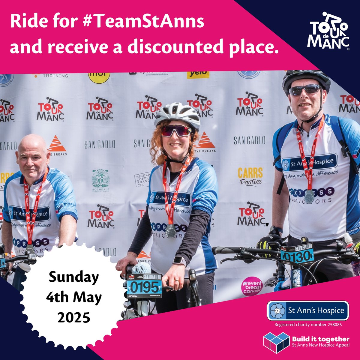 Are you ready for a proper Northern knees-up? 🚴

Support our new hospice appeal by taking part in the 2025 Tour de Manc Charity Bike Ride

Register now 👉 buff.ly/4jANtA3