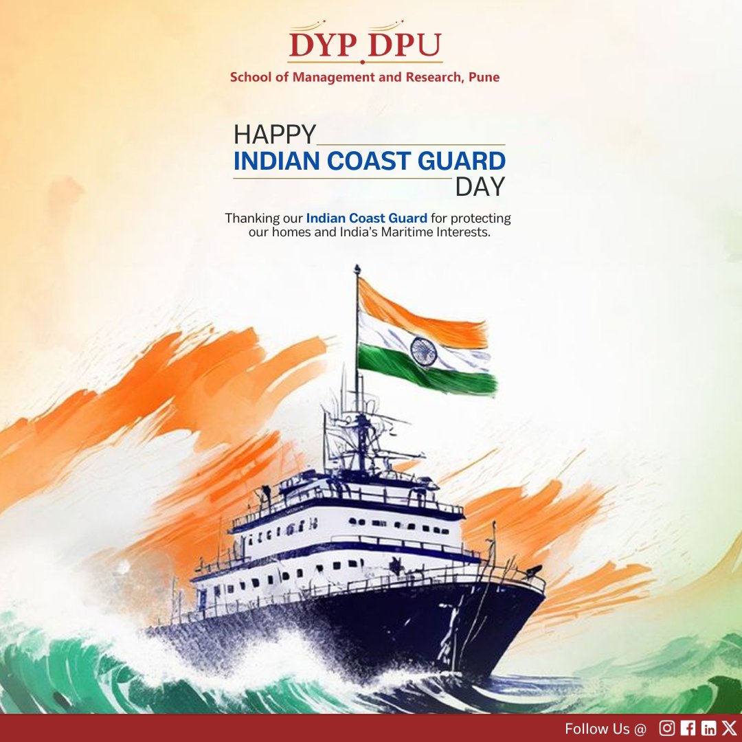 dypdpusmr's tweet image. Saluting the brave Indian Coast Guard on their special day! Their dedication ensures maritime security and safety. Grateful for their service. Happy Indian Coast Guard Day! Jai Hind! 🇮🇳 
#CoastalSecurity #MaritimeProtection #DYPDPU #SMR