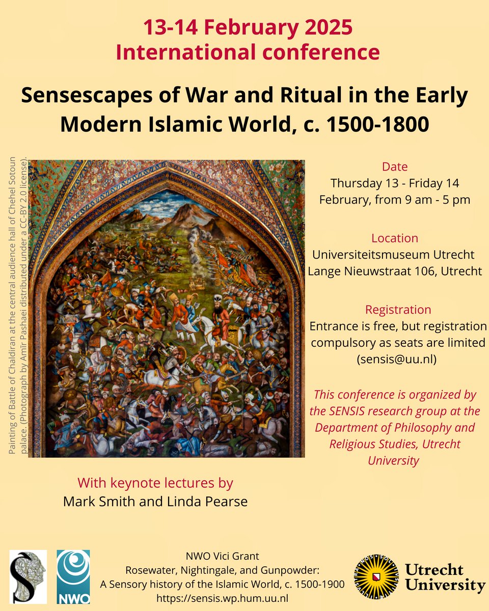 Utrecht Üniversitesi’nde 13-14 Şubat'ta gerçekleşecek Sensescapes of War and Ritual in the Early Modern Islamic World konferansında bölümümüzün hocalarından Zeynep Oktay da “The Sensory Regime of the Saint’s Body in the Hagiography of Hacı Bektaş” başlıklı bir bildiri sunacak.