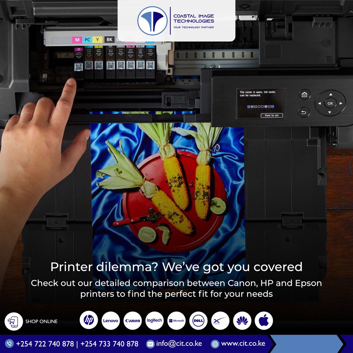 citlkenya's tweet image. Printer dilemma? 
We’ve got you covered! Check out our detailed comparison between Canon and Epson printers to find the perfect fit for your needs. 
.
#PrinterGuide #CanonVsEpson #TechTips
#PrintingSolutions #Canon #Epson #CoastalImageTech #TechComparison