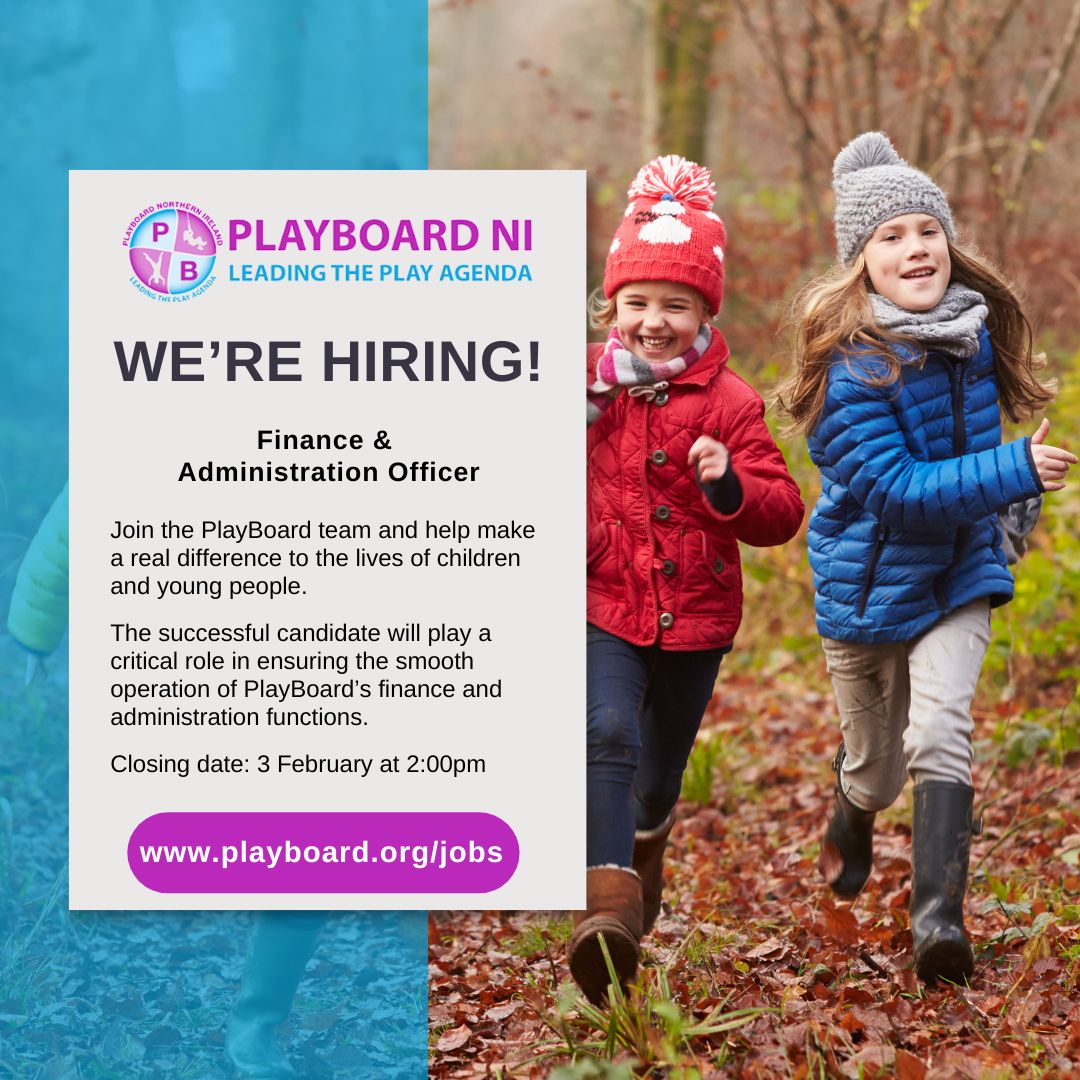 Join #TeamPlayBoard and help make a real difference to the lives of children and young people.  

👉 playboard.org/jobs 

#jobsni #nijobs