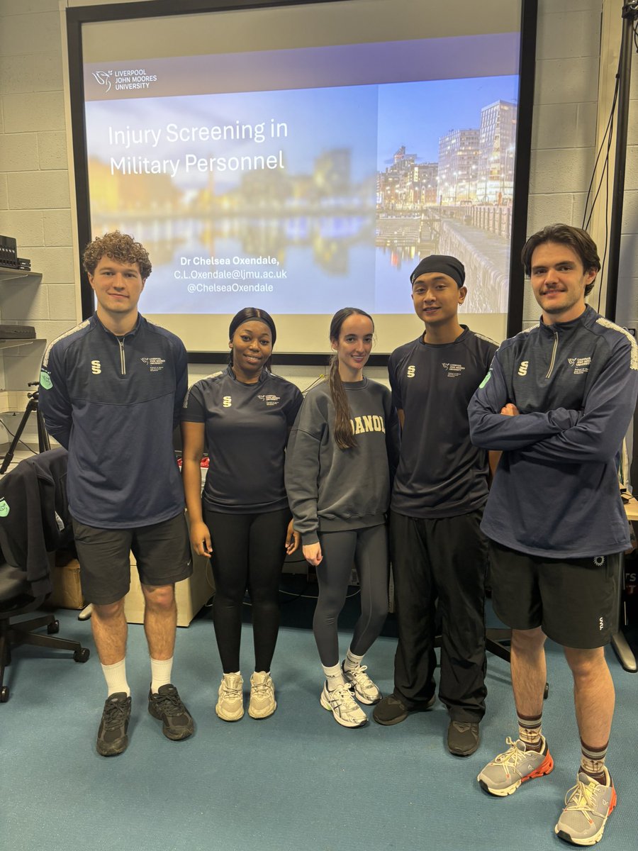 Chelsea Oxendale PhD (@chelseaoxendale) on Twitter photo Last week, we discussed injury screening with <a href="/TheRoyalLancers/">The Royal Lancers</a> at <a href="/LJMUSportSci/">LJMU Sport Science</a> and our L6 Biomechanics placement students conducted strength & asymmetry assessments on 60+ soldiers. Well done to the students for their professionalism - a fantastic hands-on experience #SES #LJMU Last week, we discussed injury screening with <a href="/TheRoyalLancers/">The Royal Lancers</a> at <a href="/LJMUSportSci/">LJMU Sport Science</a> and our L6 Biomechanics placement students conducted strength & asymmetry assessments on 60+ soldiers. Well done to the students for their professionalism - a fantastic hands-on experience #SES #LJMU
