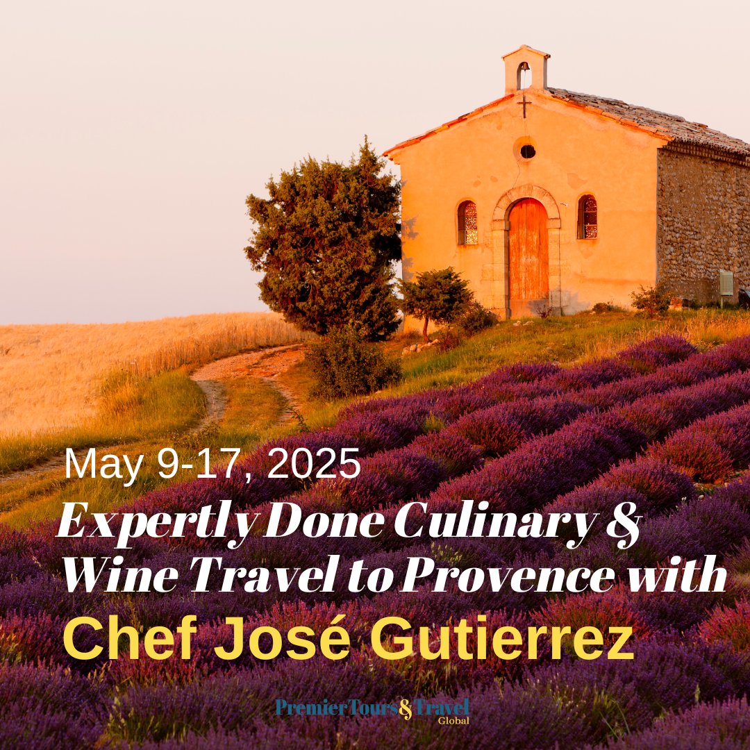 Ptt_global's tweet photo. Hurry! Limited space available on Expertly Done Culinary &amp; Wine Travel tour to Provence May 9-17, 2025. Our Expert Host on this departure is Memphis legend and Master Chef José Gutierrez @riveroaksmemphis. https://t.co/5OJhhi6jSN