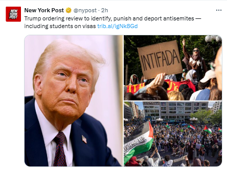 StopAntisemites's tweet photo. StopAntisemitism commends POTUS for taking decisive action to combat antisemitism.

His upcoming executive order empowers federal agencies to pursue legal avenues for deporting antisemitic activists who violate the law and ensures pro-Hamas agitators face accountability for their actions.

This is a bold and critical step toward restoring safety and order on college campuses after 15 months of escalating antisemitic violence and unrest.