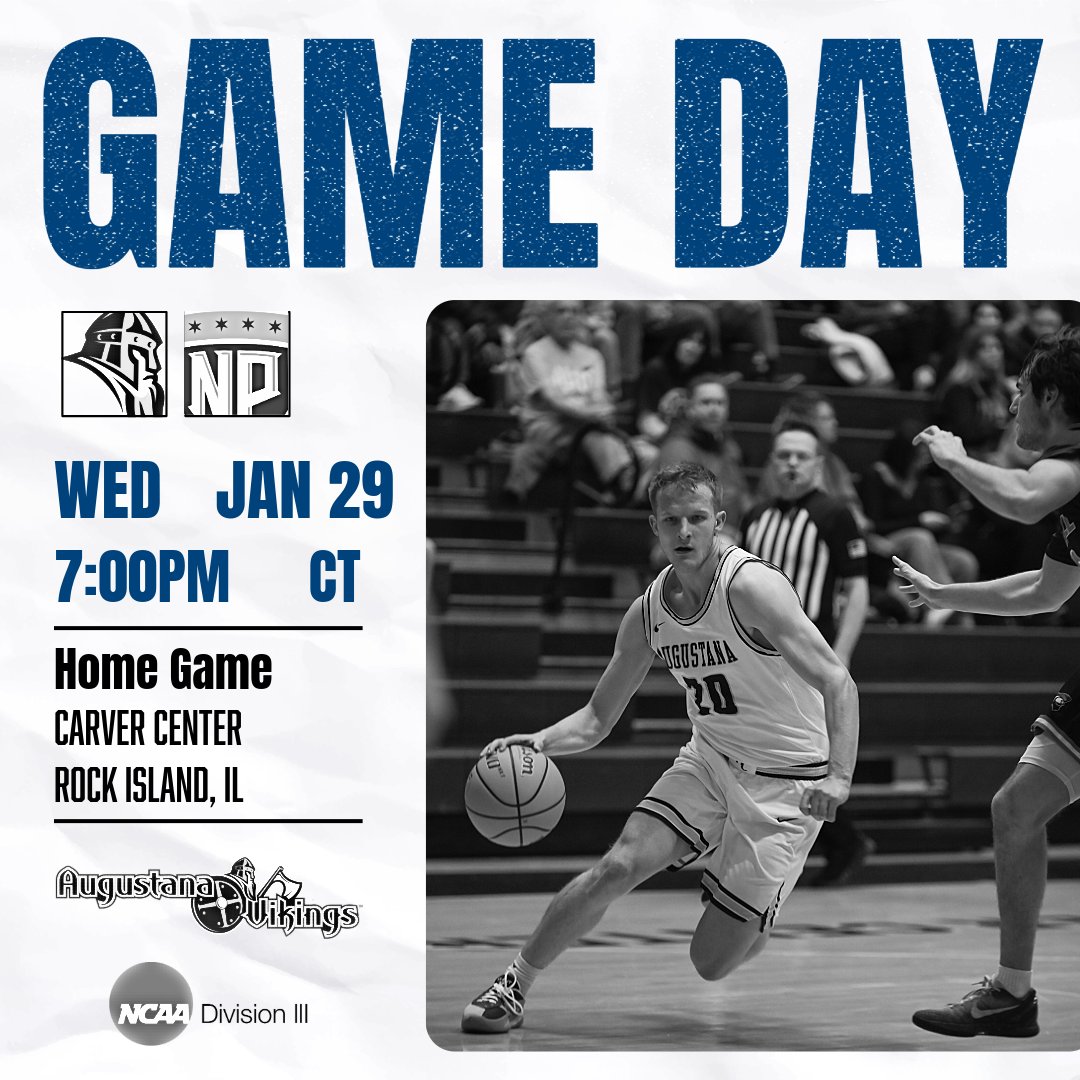 We are 🅱️ack at home tonight.

🆚North Park
⏰7:00 p.m.
📍 Carver Center
📺youtube.com/@augieathletic…
📊athletics.augustana.edu/sidearmstats/m…

#GoVikes #StayTogetherKeepComing #d3hoops