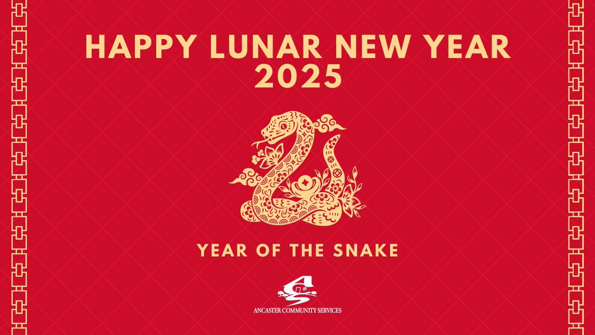 Happy #LunarNewYear to all those members of our community who are celebrating! May your 2025 be filled with love, laughter, and success! 🐍 🧨🏮 

#YearOfTheSnake⁣

#HappyLunarNewYear #ChineseNewYear #HappyChineseNewYear #LunarNewYear2025 #AncasterCares #AncasterProud