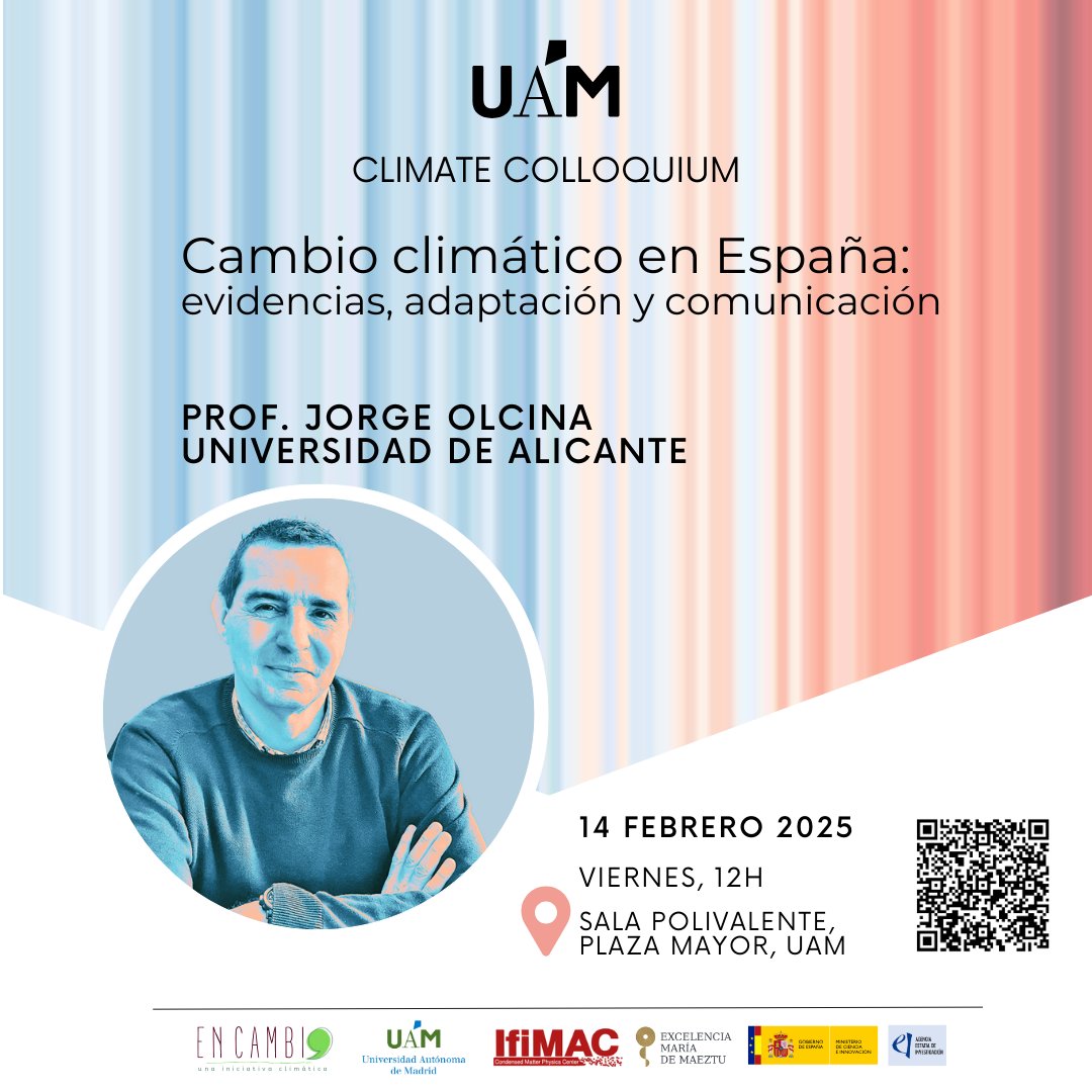 IFIMAC - Condensed Matter Physics Center (@ifimacuam) on Twitter photo Iniciamos una serie de coloquios sobre cambio climático y transición energética, integrando ciencia y sociedad. El primero contará con el Prof. Jorge Olcina <a href="/UA_Universidad/">Universidad de Alicante UA</a> , experto en impacto climático.
14 febrero, 12h. Sala polivalente, Plaza Mayor UAM
bit.ly/3Eh33AG Iniciamos una serie de coloquios sobre cambio climático y transición energética, integrando ciencia y sociedad. El primero contará con el Prof. Jorge Olcina <a href="/UA_Universidad/">Universidad de Alicante UA</a> , experto en impacto climático.
14 febrero, 12h. Sala polivalente, Plaza Mayor UAM
bit.ly/3Eh33AG