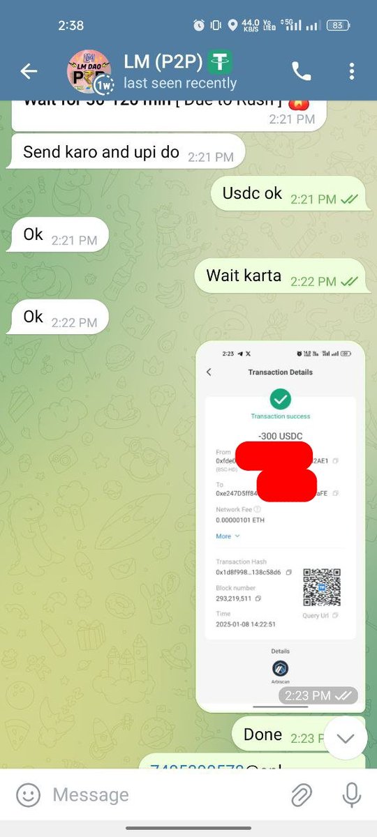 Akramsh15823574's tweet photo. @Gautamguptagg Bhai maine 08-01-2025 LMDao_P2P1 se 25650/- ka usdt sell kiya tha aur mera usmain se 10-01-2025 ko 17472/- amount bank cyber kar ke lian kar diya aur kal 14472/- aur amount ussi traction par line kar diya aisa kar ke total 31944/ check your teligram ib akram shaikh https://t.co/HtLBywSMWE