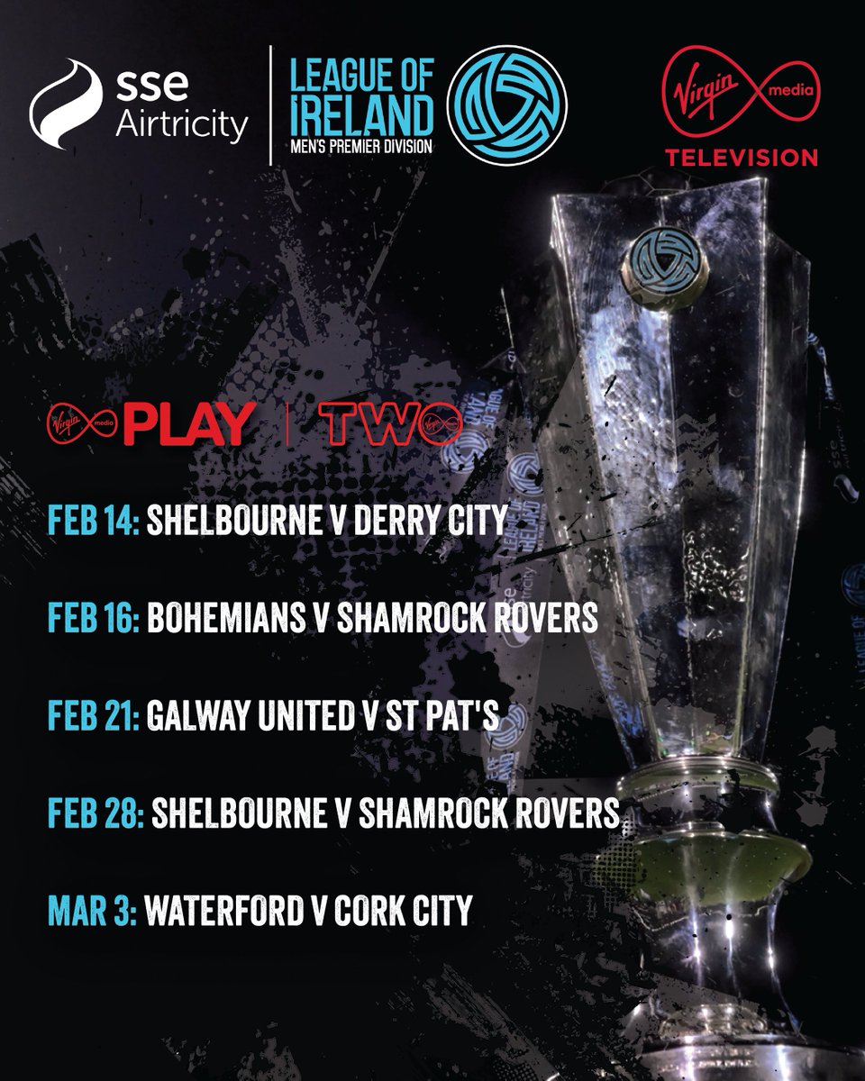 Virgin Media Sport (@vmsportie) on Twitter photo ๐จ ๐๐๐ซ๐ง๐จ๐ฅ๐ ๐๐ก๐ก๐ข๐จ๐ก๐๐๐ ๐๐ก๐ง
We're delighted to confirm our first five live fixtures in the 2025 SSE Airtricity Menโs Premier Division!
A bumper opening weekend as we bring you Shels v Derry on Friday and Bohs v Shamrock Rovers at the Aviva on Sunday!
#LOI ๐จ ๐๐๐ซ๐ง๐จ๐ฅ๐ ๐๐ก๐ก๐ข๐จ๐ก๐๐๐ ๐๐ก๐ง
We're delighted to confirm our first five live fixtures in the 2025 SSE Airtricity Menโs Premier Division!
A bumper opening weekend as we bring you Shels v Derry on Friday and Bohs v Shamrock Rovers at the Aviva on Sunday!
#LOI