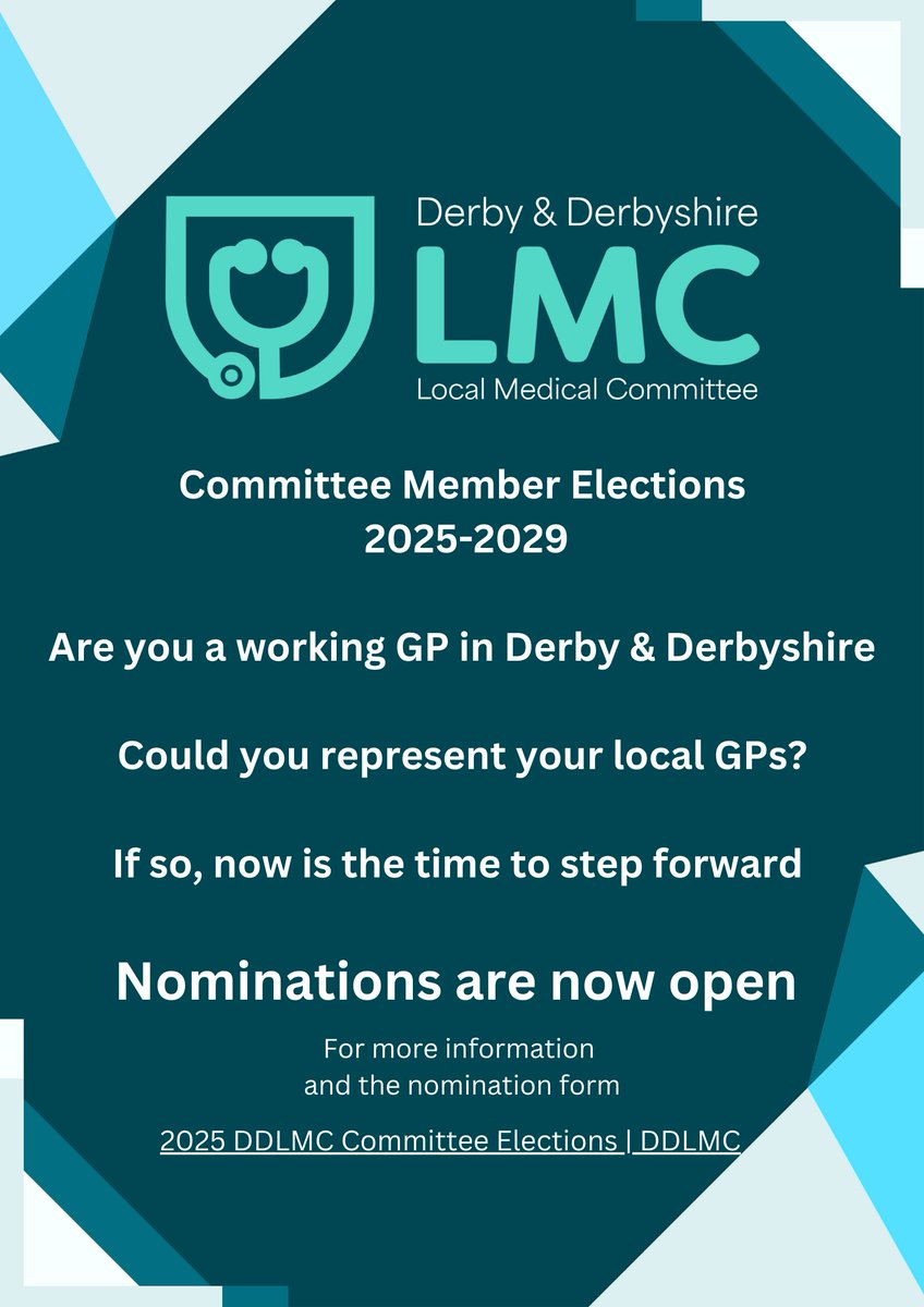 2025 DDLMC Committee Elections | DDLMC

Are you a working GP in Derby &amp; Derbyshire
Could you represent your local GPs?
If so, now is the time to step forward
Nominations are now open.
