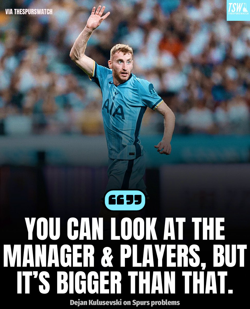 ‼️Dejan Kulusevski on Spurs problems:

"You can look at the manager, you can look at the players, but it’s bigger than that." <a href="/WeRTottenhamTV/">WeAreTottenhamTV</a>