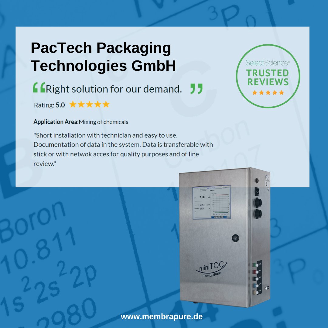 membra_pure's tweet image. 🌟 Happy Review Monday! 🌟

Our SelectScience reviews are slowly coming to an end. Here’s the second-to-last post about our miniTOC analyzer! 🌟💬

Happy with our products? Leave us a review
selectscience.net/company/membra…

#SelectScience #MadeInGermany #membrapure