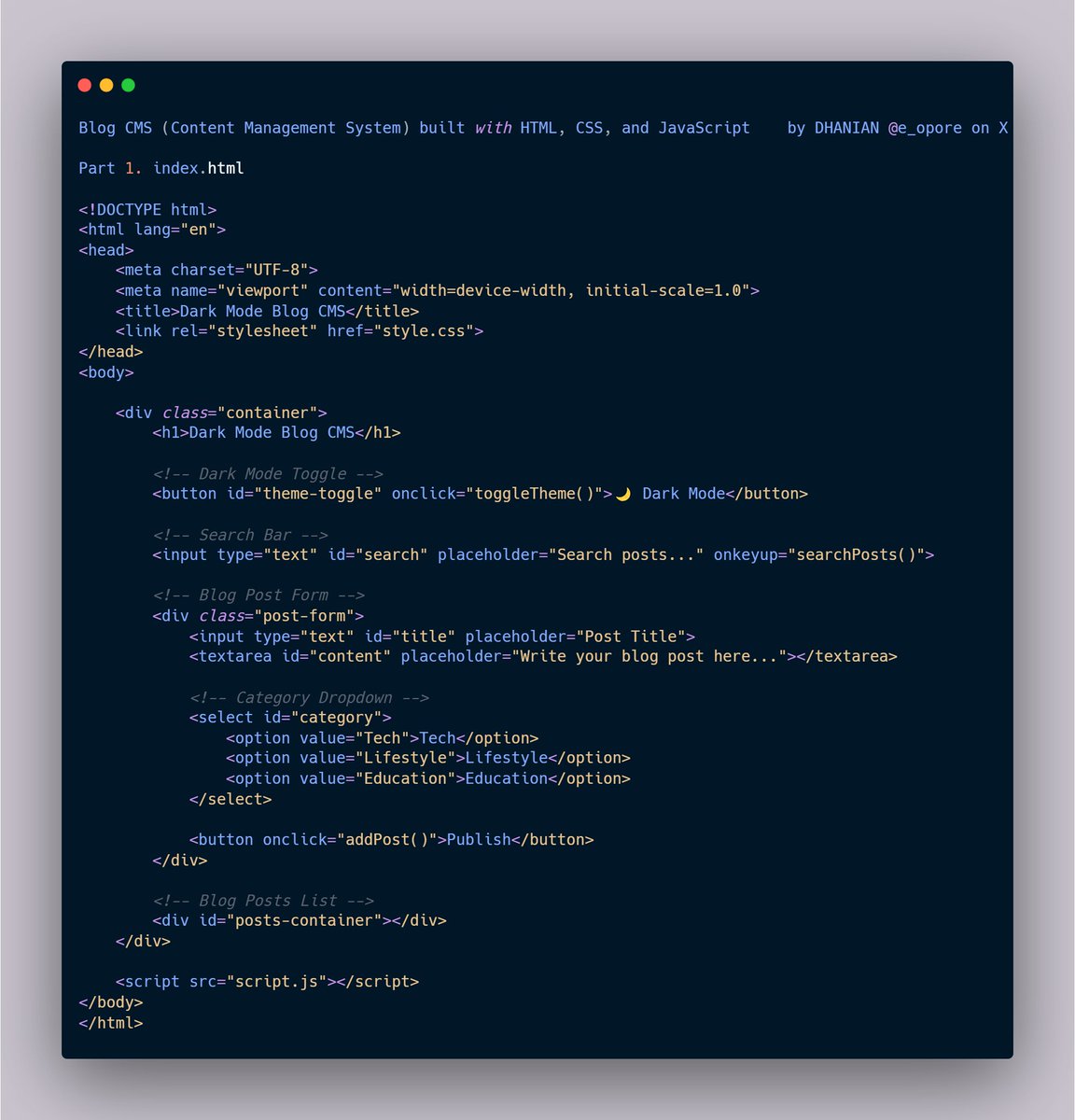 e_opore's tweet image. Building a Blog CMS (Content Management System) built with HTML, CSS, and JavaScript