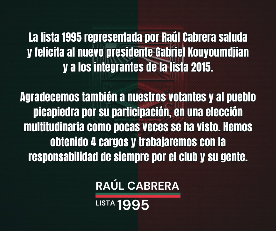 GRACIAS

Los socios se han expresado. Como siempre, desde el lugar que nos toque, nosotros nos comprometemos a ser la voz firme de todos los ramplenses que quieren un club transparente, ordenado y con un rumbo claro. Gracias a todos por la confianza y el apoyo. ¡Arriba Rampla!
