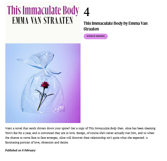 Katya Ellis (@katyaellis_) on Twitter photo 8 days until THIS IMMACULATE BODY publishes & the buzz just keeps on building - in <a href="/StylistMagazine/">Stylist Magazine</a>'s 2025 hottest trends round-up picked by queen Chrissy of <a href="/BookBarUK/">BookBar</a> AND one of <a href="/CosmopolitanUK/">Cosmopolitan UK</a>'s best February books - 'a chilling portrait of love, obsession and desire.'
🤠🥀💜 8 days until THIS IMMACULATE BODY publishes & the buzz just keeps on building - in <a href="/StylistMagazine/">Stylist Magazine</a>'s 2025 hottest trends round-up picked by queen Chrissy of <a href="/BookBarUK/">BookBar</a> AND one of <a href="/CosmopolitanUK/">Cosmopolitan UK</a>'s best February books - 'a chilling portrait of love, obsession and desire.'
🤠🥀💜