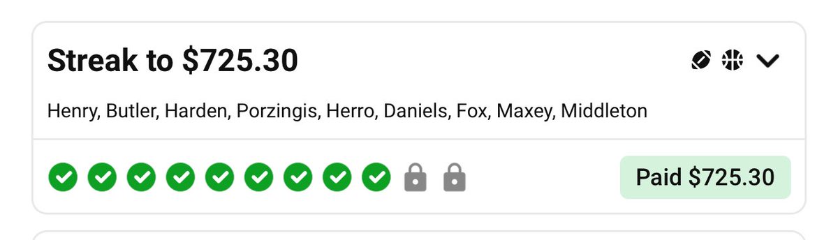 $10 to win $725 early cash out ✅
$10 to win $3,000✅

UD streaks is the best thing ! 
<a href="/DFSnDONUTS/">Mitch Carl 🍩</a> 

Use code Fyre when you sign up