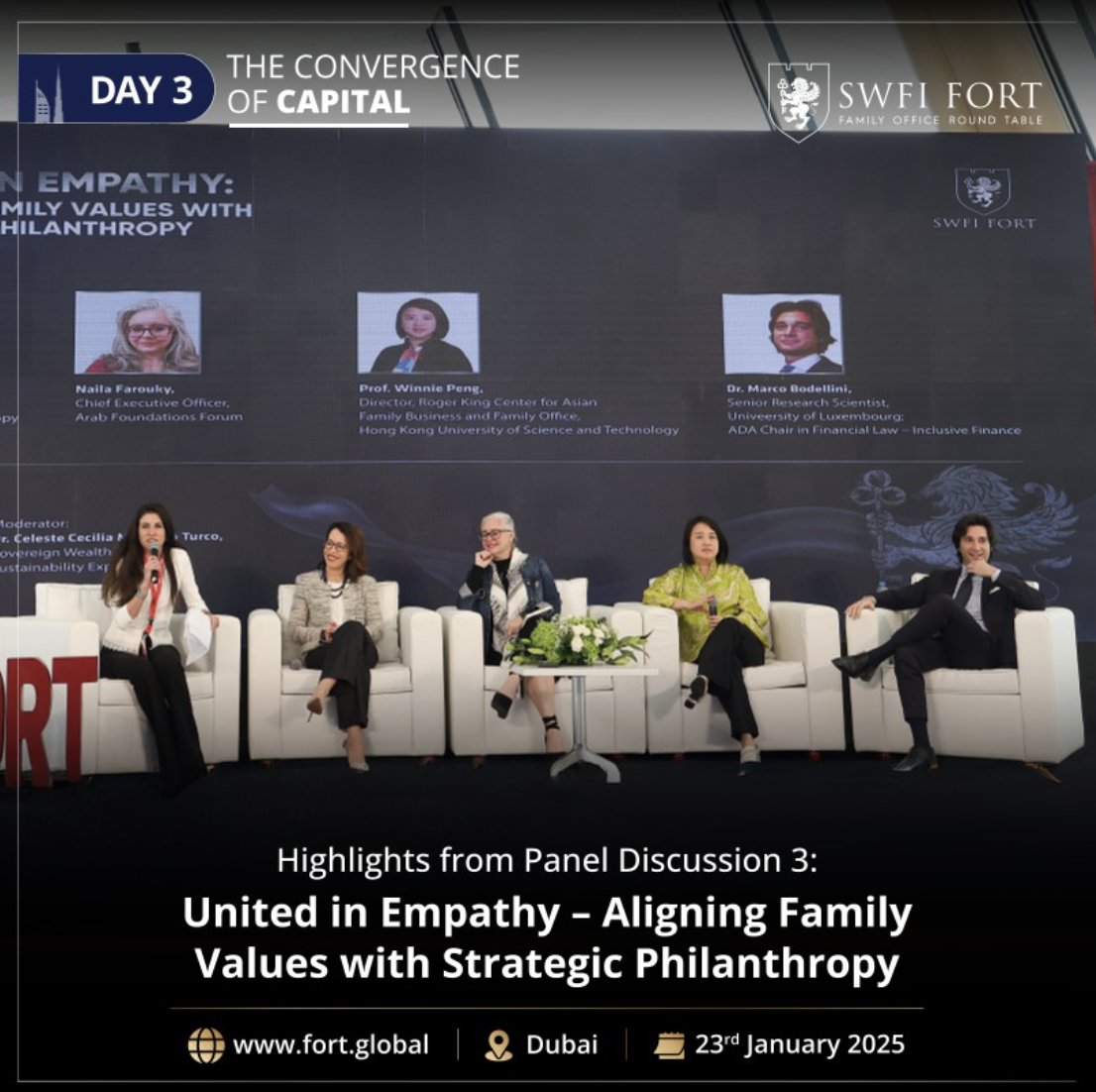 Our ED Safia Tmiri joined a panel at <a href="/fort_global/">SWFI FORT</a> on #strategicphilanthropy. Takeaways:

- next gen donors have greater focus on #impactreturns 
- #venturephilanthropy is effective at deploying capital to solve challenges
- impact frameworks remain key to tracking reach, outcomes