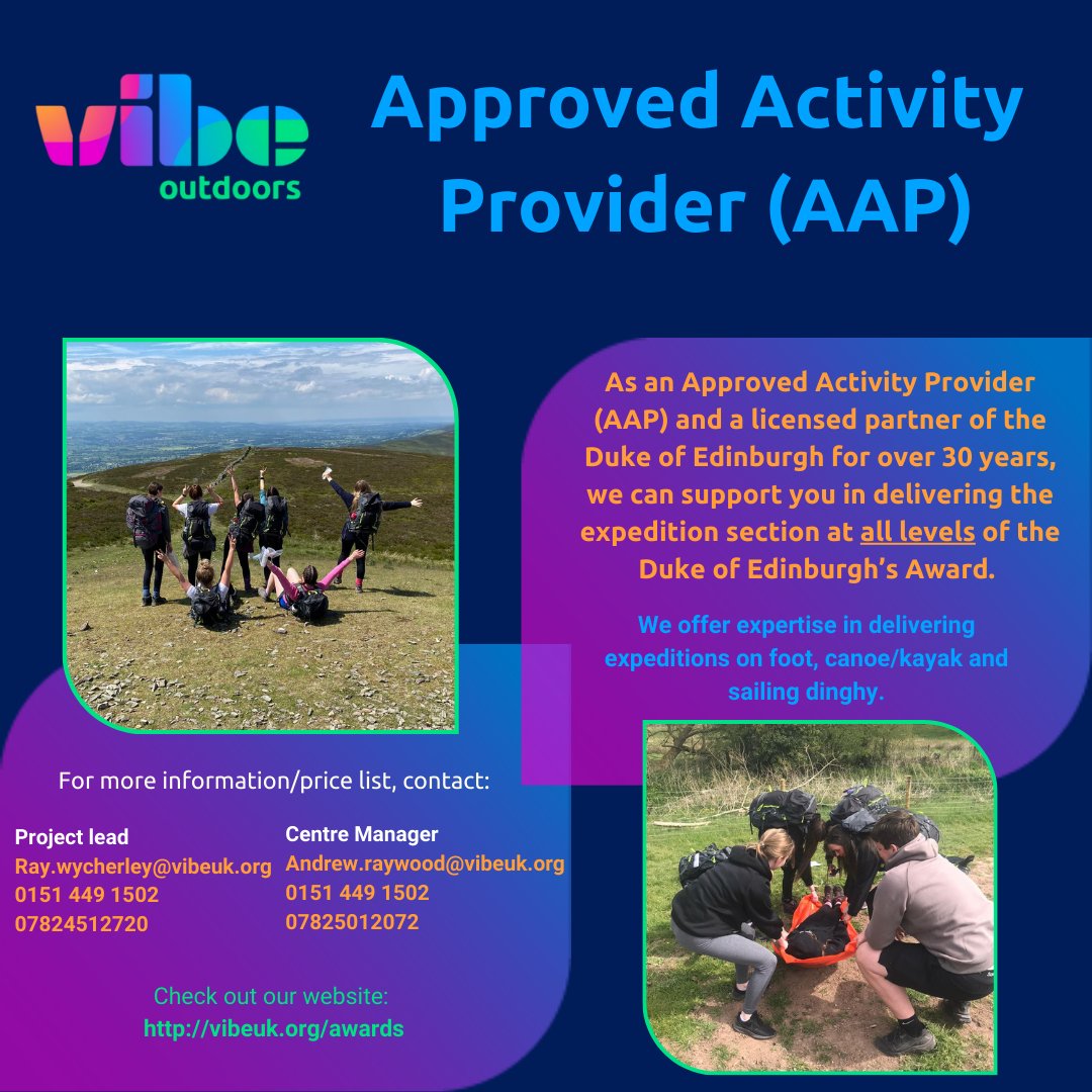 Do you need someone to deliver the expedition section of the #DofE Award for your school, college or group? <a href="/VibeUKOrg/">Vibe</a> have a team you youth work trained outdoor instructors who provide a safe learning environment for young people to develop their skills while creating memories
