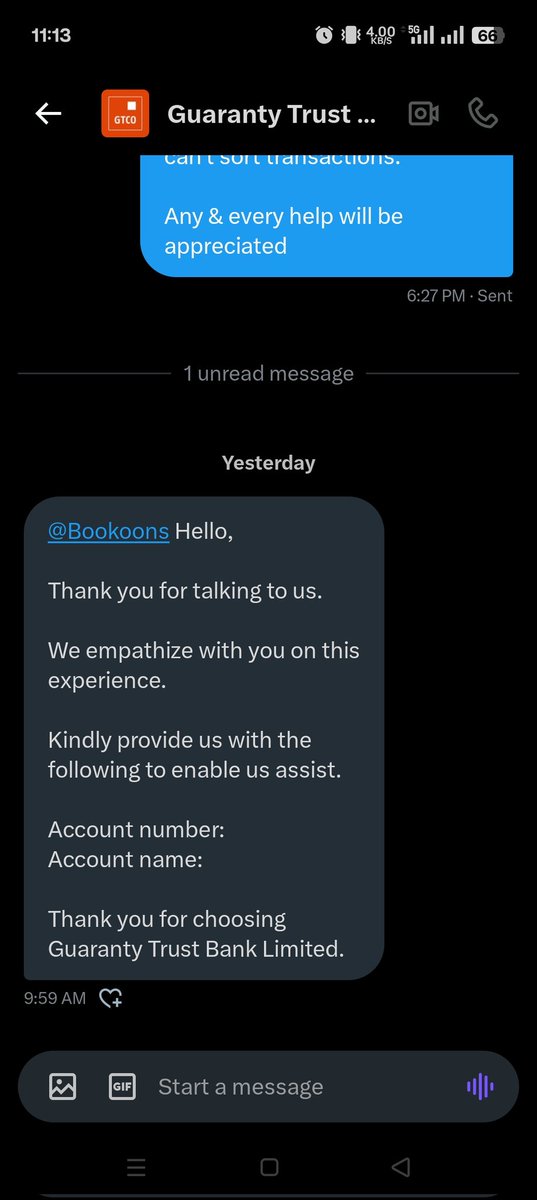 Took a whole 3 weeks to reply a single message, I've tried l and by the end of today if no resolution, I'll start dragging <a href="/gtbank/">Guaranty Trust</a>

I tried to avoid this because the background story may cost someone his job.

I called a few minutes ago and I'm told you have a network downtime