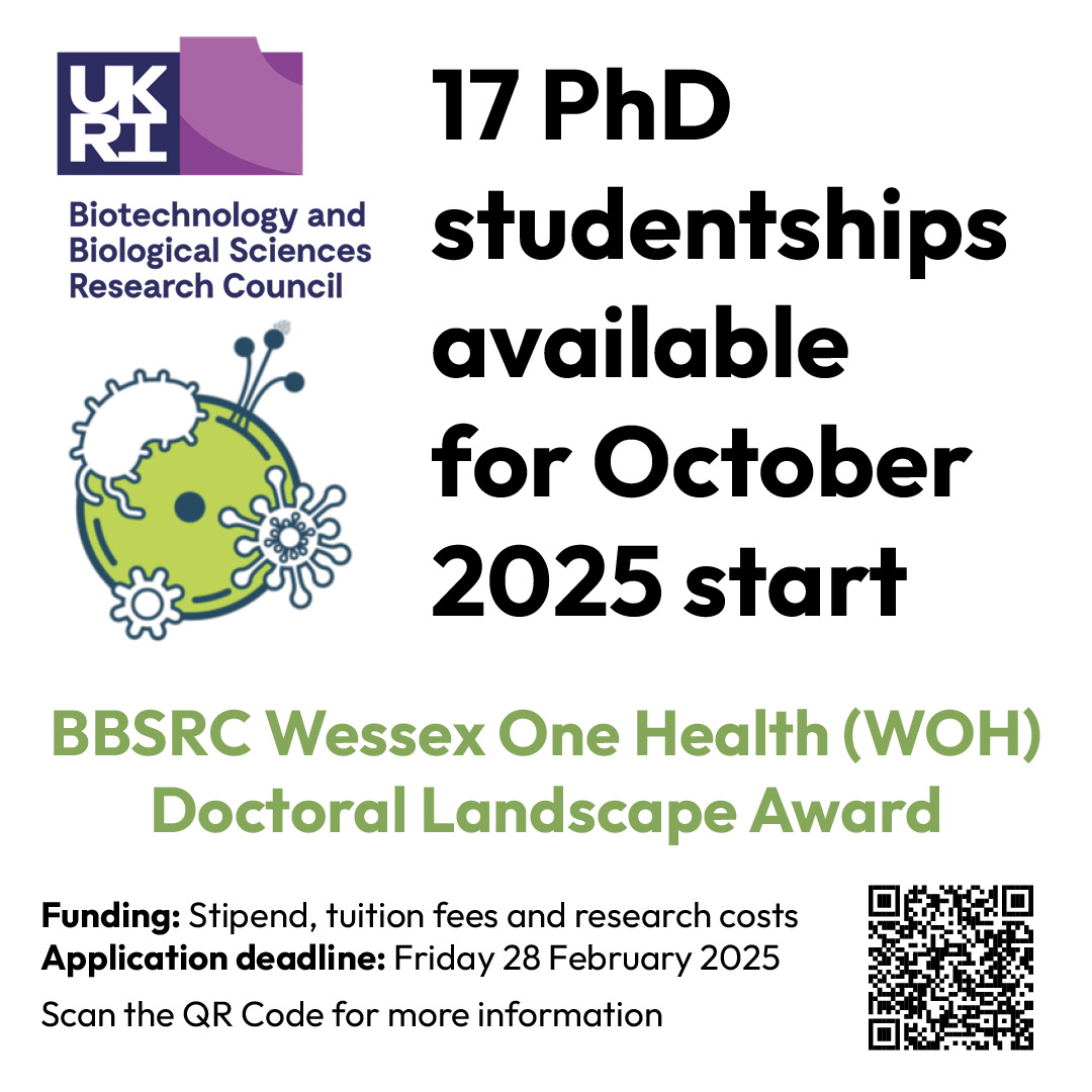 Exciting new BBSRC-funded doctoral programme to train the next generation of researchers in Infection Biosciences. You will acquire high level training needed to combat existing and future disease threats to human and animal health.
Apply by 28 Feb 2025
surrey.ac.uk/bbsrc-wessex-o…