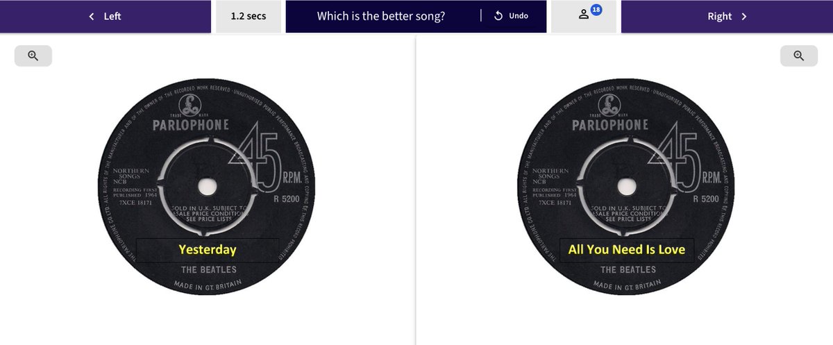 NeilDefty's tweet image. The comparative judgement way to find the nation&apos;s favourite Beatles song!
It&apos;s easy...
All you need is...
 a laptop/tablet/sideways phone.
Follow link to sign up:
au.nomoremarking.com/judging/signup…
Then click the purple Left/Right button to choose your favourite!
@nmmarking @daisychristo