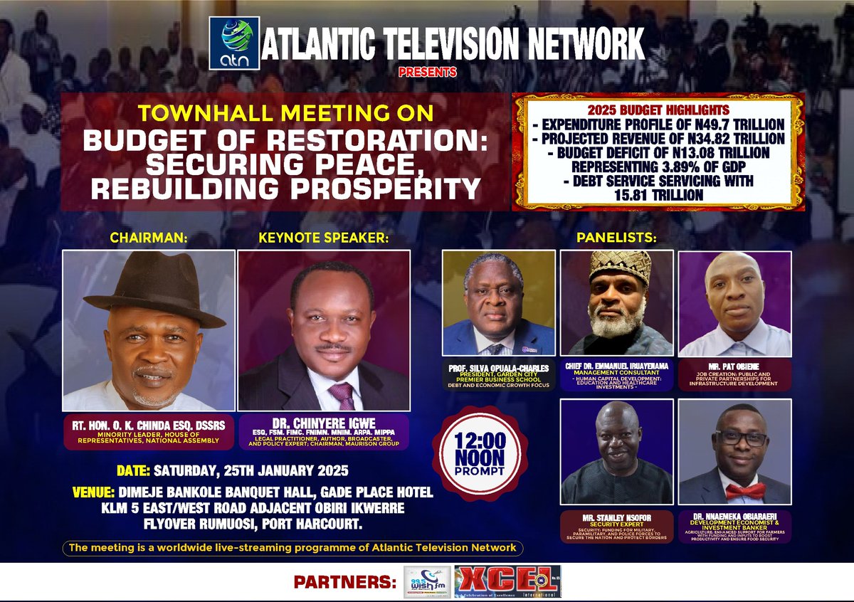 Atlantictvnet's tweet photo. We sincerely appreciate all those who joined us at the Atlantic Town hall meeting this past Saturday (24 January, 2025).

We look forward to your continued support as we work for a better Nigeria.

Pictorial excerpts uploading soon.

#atlantictvnetwork #atntownhallmeeting https://t.co/ZPgFW2ZasM