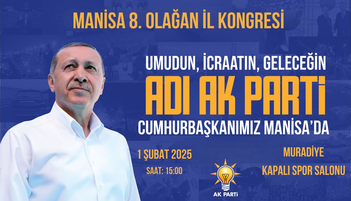 🗓️ 1 ŞUBAT CUMARTESİ
📍MURADİYE KAPALI SPOR SALONU
⏰ 15:00 
📌 ( SEKSEN EVLER ÖNÜNDEN SAAT 12:00 'DE ARAÇLARIMIZ KALDIRILACAKTIR .)
TÜM HALKIMIZ DAVETLİDİR 🇹🇷
<a href="/RTErdogan/">Recep Tayyip Erdoğan</a> @akparti <a href="/erkankandemir/">Erkan Kandemir</a>
<a href="/Yenisehirlioglu/">Bahadır Yenişehirlioğlu</a> <a href="/BaybaturMurat/">Murat BAYBATUR 🇹🇷</a> <a href="/MucahitArinc/">Ahmet Mücahit Arınç 🇹🇷</a> <a href="/TamerAkkal/">🇹🇷 Tamer AKKAL 🇹🇷</a> <a href="/NejatcanUygun/">neJaTcnUygn</a>