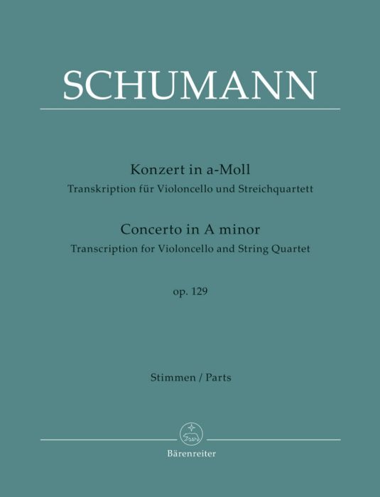 Find out more about the transcription of Schumann's Cello Concerto for cello and string quartet here barenreiter.co.uk/catalogsearch/…