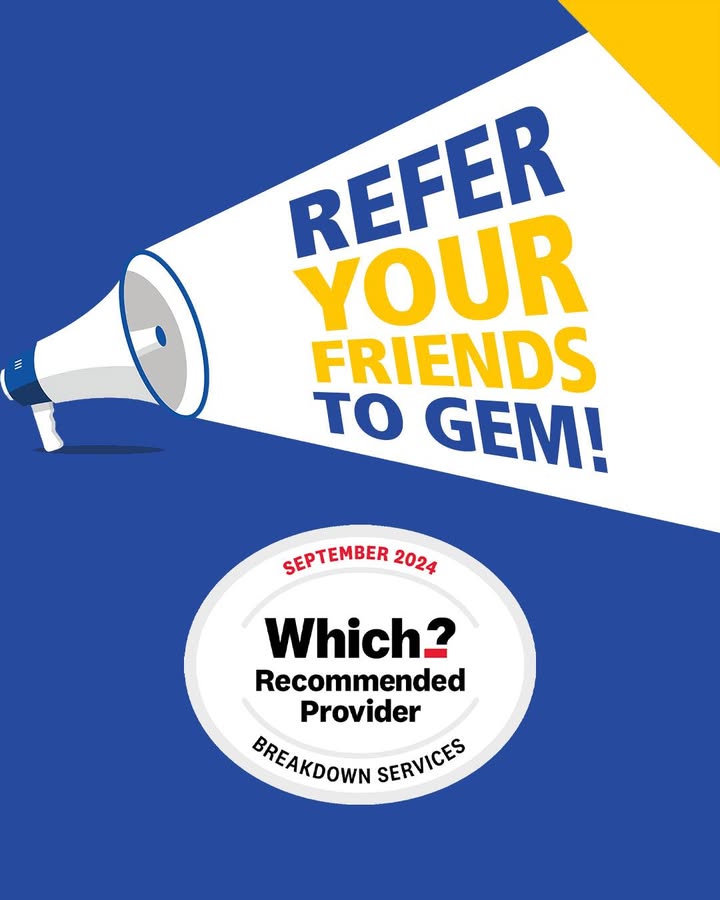 MotoringAssist's tweet photo. Did you know that for every friend you refer to GEM you can earn a ยฃ20 gift voucher for M&S or Amazon? ๐ซ๐ข Refer a friend today: https://t.co/fwFbbHxGrT #whichrecommended #breakdowncover https://t.co/hNRqQY07bq
