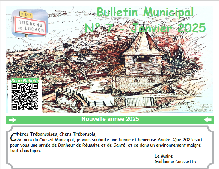 TrebonsDeLuchon's tweet photo. Bulletin Municipal Janvier 2025 - N°7 -  https://t.co/uNFwAGZt2I https://t.co/af8OyhRP48