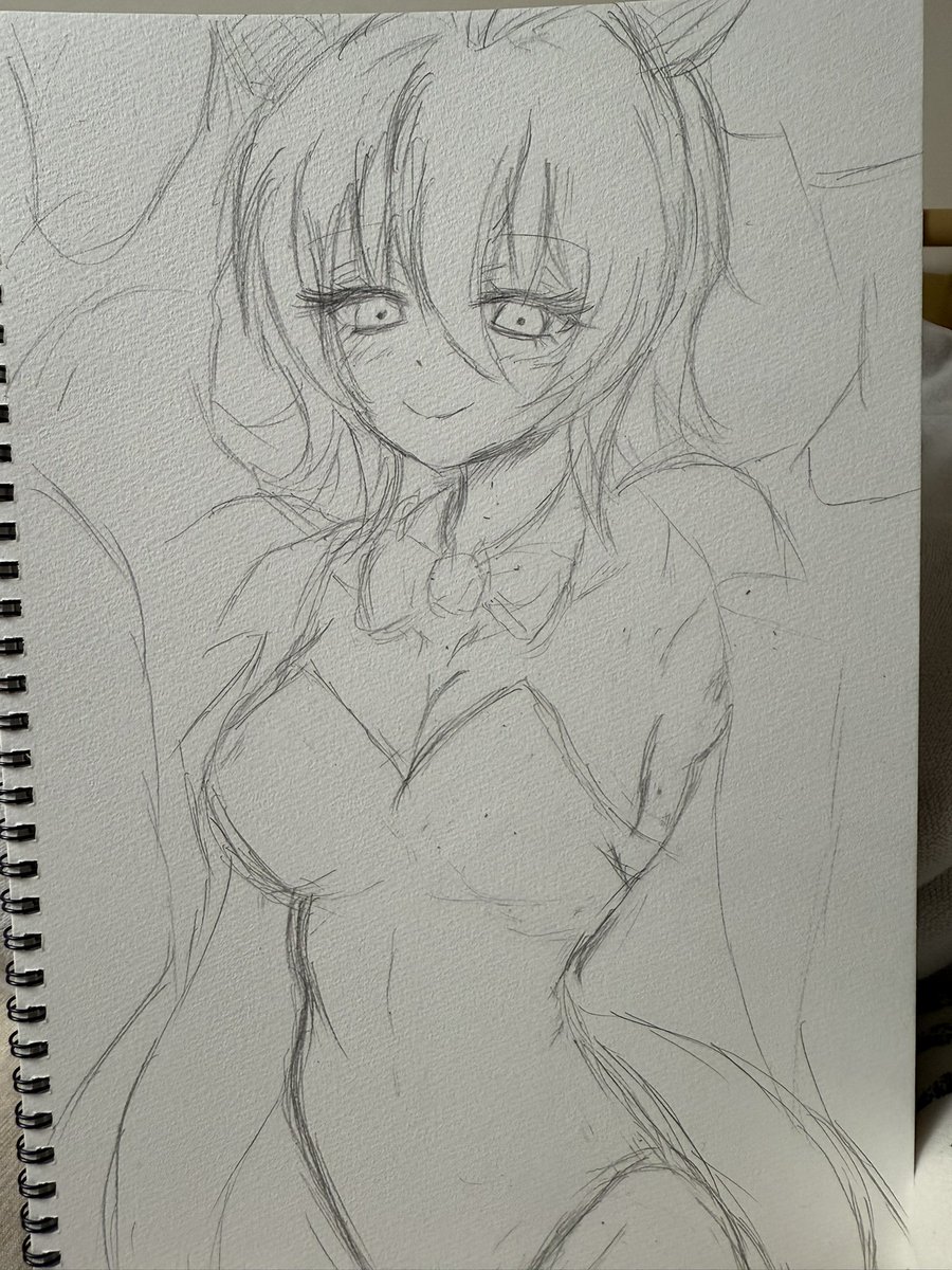 @Ikaeru_squid19 イカエルさんのバニタキ、とりあえずここまで描きました 
