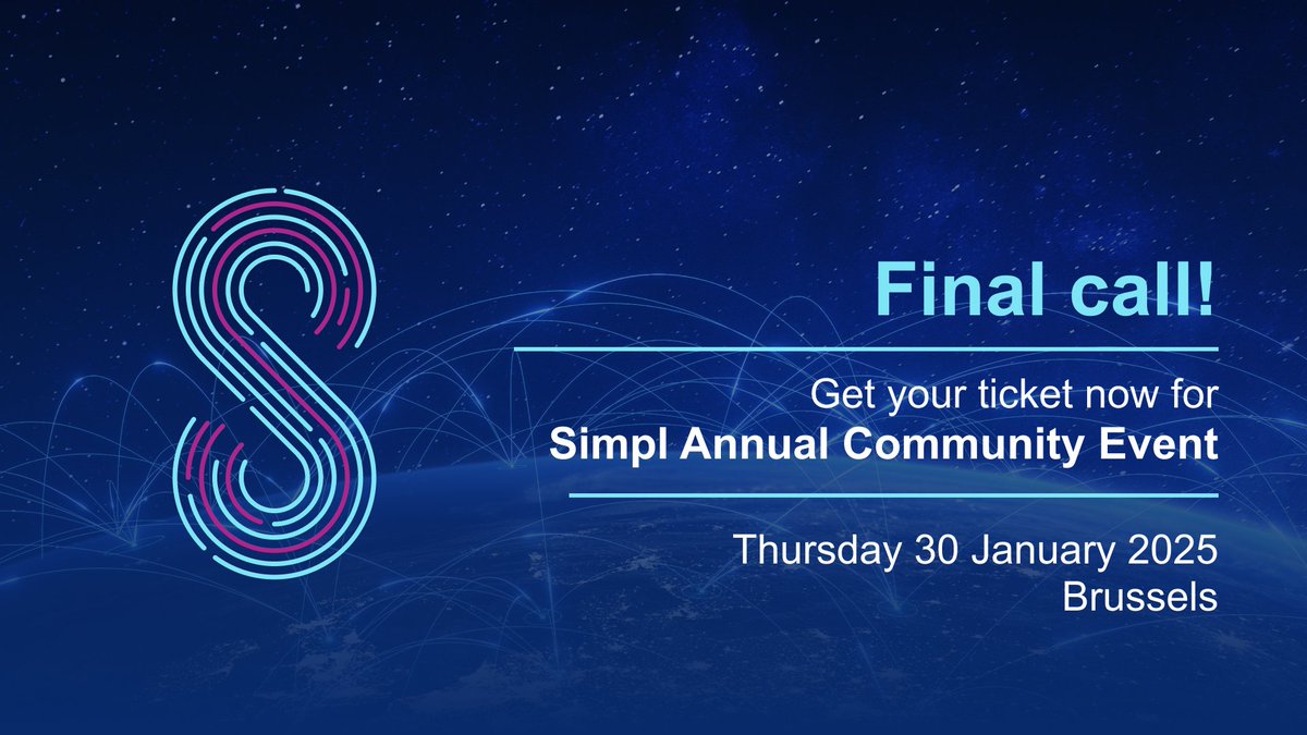 EC_Simpl's tweet image. The Simpl Annual Community Event is happening tomorrow! ⏰

This is your chance to explore Simpl value proposition, and play a role in the next steps of the programme. 🌐

⏳ Get your online ticket now: simplannualevent.uevent.eu

#EC_Simpl #SimplEvent